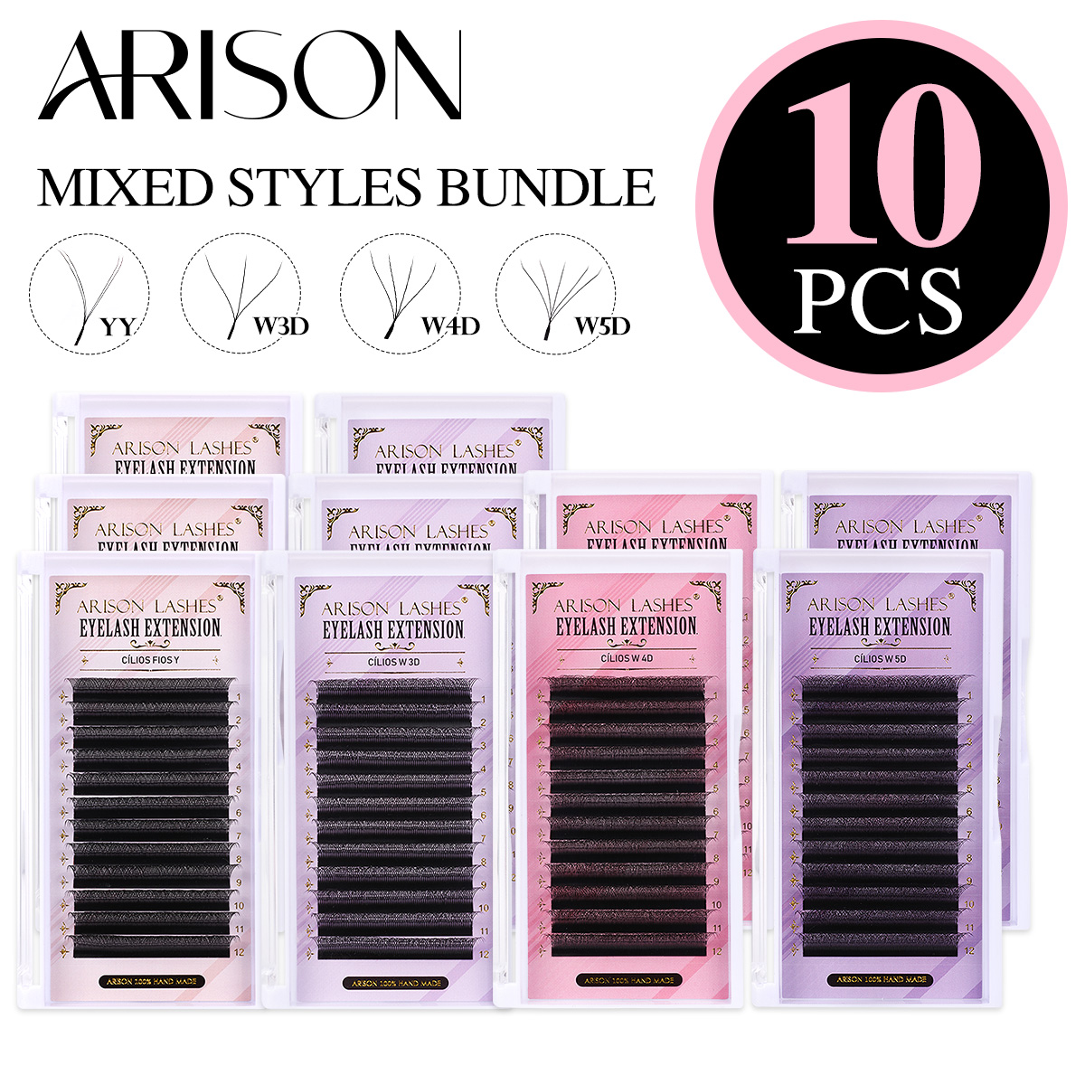 ARISON 10 Boxes Volume Eyelash - Eyelash Extension Volume Styles 评论和价格
